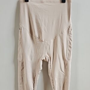 High-Waisted Maternity Beige Leggings
